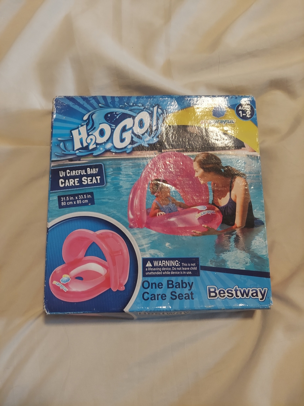 Bestway H2OGO! UV Careful Baby Care Seat Pink Inflatable Pool Float Ages 1-2
